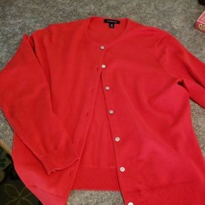 New Land's End red cardigan sweater